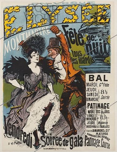 Roger-Viollet | 33560 | Adolphe Willette (1857-1926).  Elysée Montmartre, Fête de nuit . Poster for a show at the music venue Elysée Montmartre. Lithograph. 1880-1900. Paris, musée Carnavalet. | &copy; Musée Carnavalet / Roger-Viollet