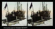 Roger-Viollet | 929912 | Andrée expedition to the North Pole, 1897. The Swenksund and its officers. Spitsbergen (Norway). Stereoscopic view, hand-colored at the time. | &copy; Léon & Lévy / Roger-Viollet