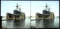 Roger-Viollet | 1044030 | Cartagena (Spain). Ship in a floating dry dock, around 1885-1890. | &copy; Léon & Lévy / Roger-Viollet