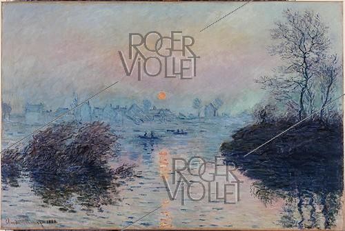 Roger-Viollet | 27842 | Claude Monet (1840-1926).  Soleil couchant sur la Seine à Lavacourt, effet d'hiver . Huile sur toile, 1880. Musée des Beaux-Arts de la Ville de Paris, Petit Palais. | &copy; Petit Palais / Roger-Viollet