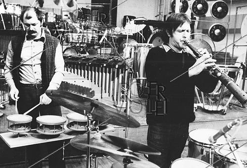 Roger-Viollet | 1452175 | Daniel Humair, Michel Portal performs live. 1974 | &copy; Christian Rose / Roger-Viollet