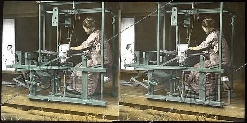 Roger-Viollet | 769963 | Japanese woman weaving. Japan. 1900-1905. Stereoscopic view. | &copy; Léon & Lévy / Roger-Viollet