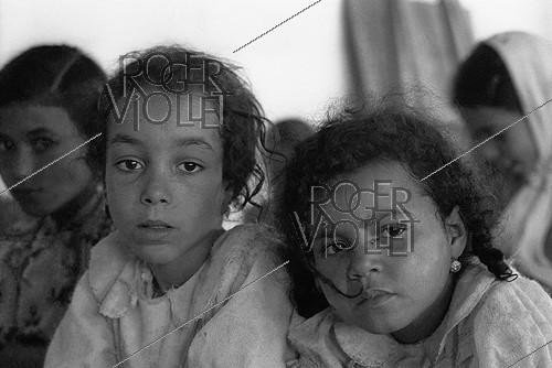 Roger-Viollet | 898714 | School built by the soldiers for the children of the village of M'Zaourat, Mascara Area, during the Algerian War of Independence. Algeria, Summer 1961. | &copy; Jean-Pierre Laffont / Roger-Viollet