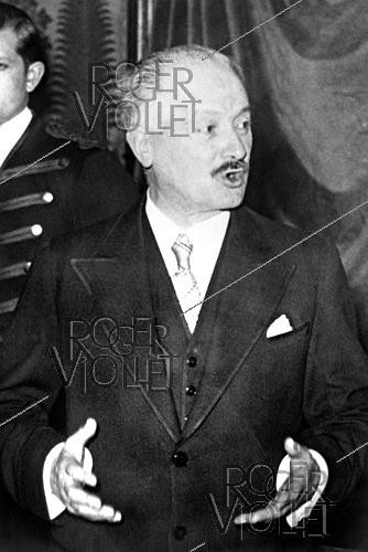 Roger-Viollet | 1422022 | World War II. Albert Lebrun (1871-1950), President of the French Republic from 1932 to 1940. France, on April 2nd, 1945. Photograph from the collections of the French newspaper  France Soir . Bibliothèque historique de la Ville de Paris. | &copy; Fonds France-Soir / BHVP / Roger-Viollet