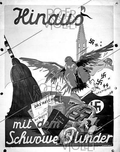 Roger-Viollet | 1421992 | World War II. Alsatian poster rejecting nazism, 1945. Photograph from the collections of the French newspaper  France Soir . Bibliothèque historique de la Ville de Paris. | &copy; Fonds France-Soir / BHVP / Roger-Viollet